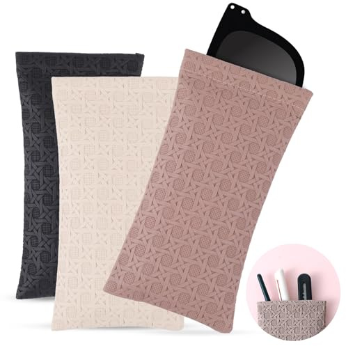 Etui Lunettes Souple,3 PCS Étuis à Lunettes Lmperméables Souples etui Lunettes Pochette Lunettes Pochette étui Lunettes Souple Sac Lunettes Boitier Portable pour Femme Homme Intérieur Extérieur