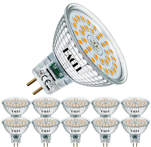 EACLL GU5.3 MR16 LED Birnen 6.5W Ersetzt 50W Halogen Leuchtmittel, Warmweiss 2700K 585lm, Flimmerfrei AC/DC 12V Strahler, Nicht Dimmbar Reflektor Lampen mit 120° Abstrahlwinkel Spot, 10er-Pack