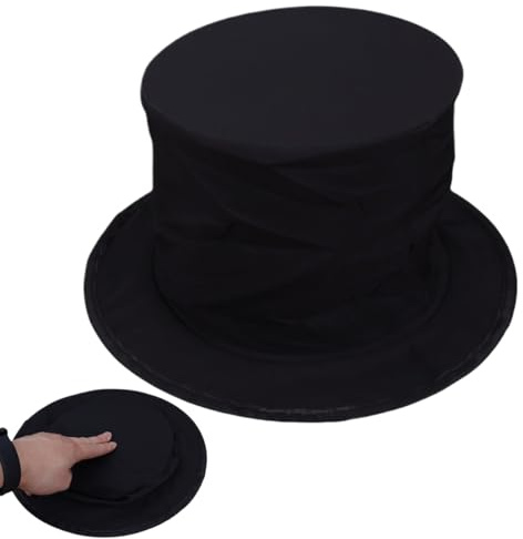 Generisch Faltbarer Zylinder Schwarzer,Zylinder Hoher Hüt,Zauberrequisiten Vorführen Zubehör,Magician Hat Mit Geheimfach,Zauberer Zauberhut,Anzieh Top Hüte,Unisex