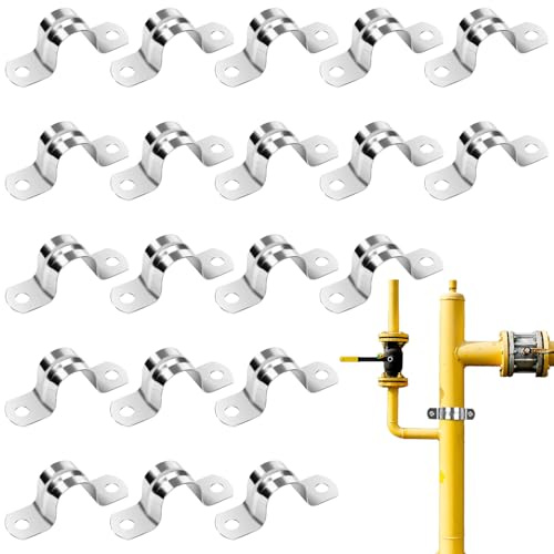 Lot de 20 colliers de serrage de 25 mm - Colliers de serrage de câble à visser - En acier inoxydable 304 - Type U - Pour tuyaux à gaz, tuyaux d'eau, murs et câbles
