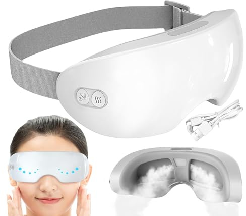 Eye Massager with Heat - Electric Heated Eye | Eyes Massager Masque | Heating Silent Gadget Steam Compress Comfortable Electrics Cooling Relaxing for Night Birthday Airplane Insomnia Travel