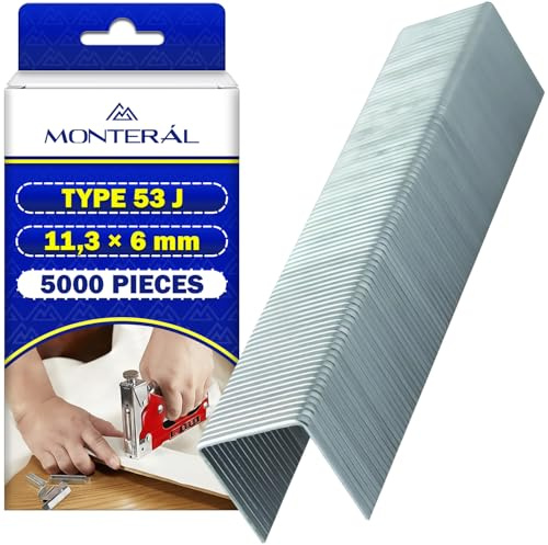 5000 stycken häftapparat typ 53 J 11,3 x 6 mm - häftklamrar används för klädsel och dekoration för att fästa tygfilm kartong pappersetiketter - MONTERAL