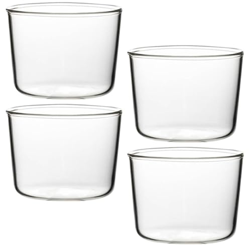 HAKIDZEL Set of 4 Glass Ramekins 200 Ml Recyclable Dessert Cups for Snacks and Desserts with Rounded Shape and Easy to Clean Design, for Storage and Transported Use