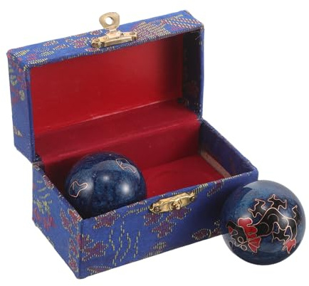 KOCKSHION 2 St Baodingbollar för Handträning Emaljerad Kinesisk Massageboll med Drakdesign för Meditation Finger Handledsövning för Kvinnor Äldre Stresslindring