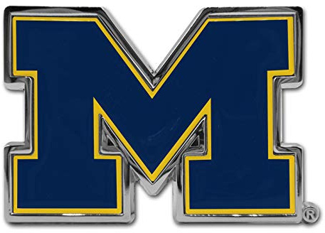 Michigan UM Wolverines Metal Domed Blue w/Yellow Auto Emblem