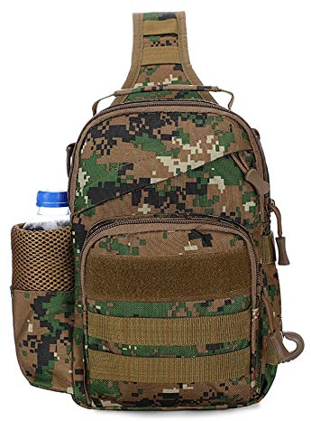 Unisex Taktisch Brusttasche,Handy Umhängetasche Herren,Militär Taktischer Rucksack Schultertasche Chest Slingrucksack Crossbody Bag für Reisen Wandern Trekking Camping Outdoor,Dschungel-Tarnung