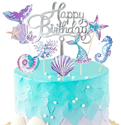 Torytoe Décoration Gâteau Sirene, Deco Gateau Sirene Anniversaire Fille, Cake Topper Sirene Gateau, Decoration Gateau Mermaid, Sirène Cupcake Decoration Pour Enfants Décor, Baby Shower