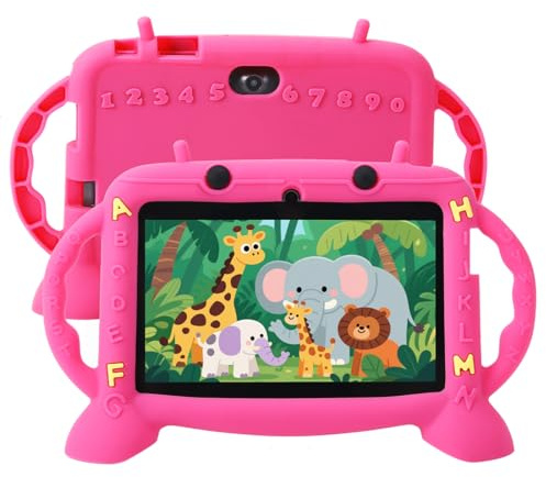 MengDash Kids Tablet, 7 inch Tablet for Kids 3-10, Educational Learning Toddler Tablet Android 11, 3GB RAM+32GB ROM Storage, Google Play YouTube, Baby Girl boy Gift (Red)