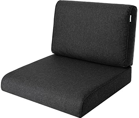 Utomhuskudde 60 x 60 cm i svart – sittdyna för balkongmöbler, hollywoodgunga och loungemöbler utomhus | modell NEL för trädgård och terrass