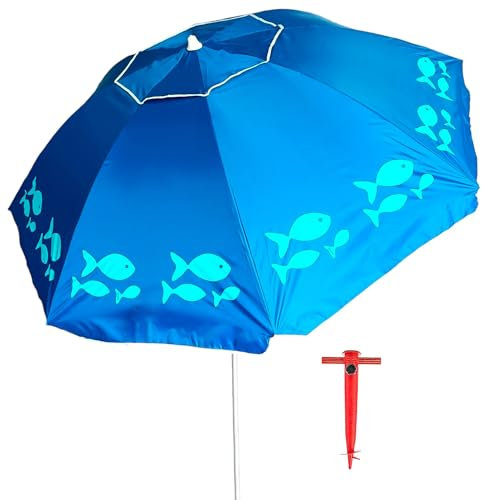 Pincho Parasol de Plage 200 cm, Aluminium, UPF+50 Bloque 99% de Rayons UV, 8 tiges en Fibre de Verre, très léger 1,5 kg, fenêtre supérieure, Couleur 1, Grande