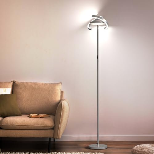 FIMEI Floor Lamp, Stepless Dimming & 3000K - 6000K Color Temperatures, Remote/Touch Independent Control, Eye-Protecting, Uplighter Floor Lamp for Living Room (Grey, PY-F1202)