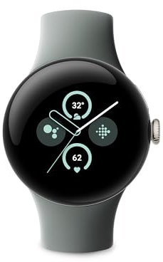 Google Pixel Watch 2 - das Beste von Google und Fitbit – Herzfrequenzmessung, Stressmanagement, Sicherheitsfunktionen – Android – Aluminiumgehäuse in Champagne Gold – Sportarmband in Hazel – WLAN