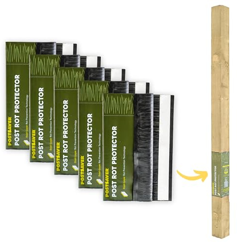 Postsaver Pro-Wrap Large | Packs of 5 | Fits 5x5” to 6x6 Square and 6” to 7 Round Posts | Fence Protector | Dual-Layer Rot Protector | Wood Protector | 20-Year Guarantee (5)