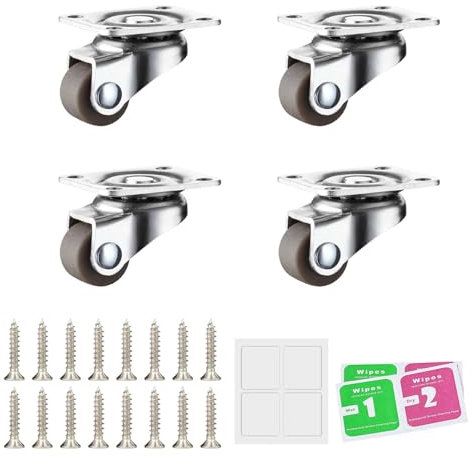 Set di 4 ruotepivottanti per mobili da 12 mm,RuoteGirevoli Girevoli In Gomma,Rotelle per Mobili Silenziose,Piroettanti gommaruote,Ruotepiroettanti,Ruote per Mobili Piccole,con 16 Viti Incluse