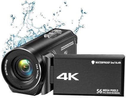 Asyduey 4K Ultra HD 56MP 30FPS Vlogging-Kamera Kunststoff-Video-Camcorder-Kamera wasserdichte Videokamera für