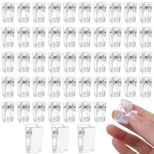 50 stycken självhäftande fjäderklämmor transparent plast självhäftande klämmor självhäftande mini väggklämmor utomhus fjäderklämmor fotodekoration klämmor självhäftande kabelklämmor för hem kontor