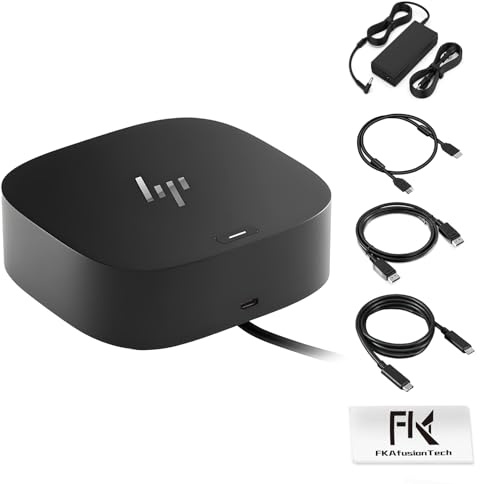 HP Docking Station for Dual Monitor Bundle - HP USB-C G5 Dock for USB-C & Thunderbolt Laptop with 120W AC Adapter + HDMI & DisplayPort Cables + USB Cable