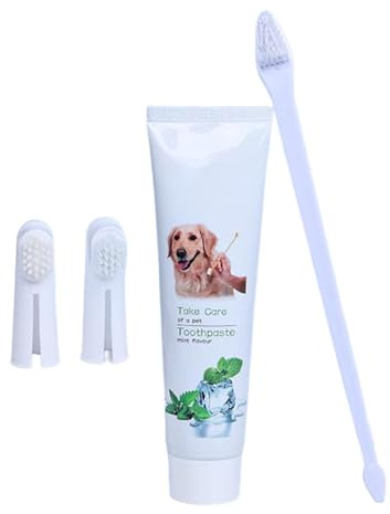 Pasta de dientes de perro, limpiador de dientes de perro,Pasta de dientes de gato saludable Cepillo de dientes de dedo de doble cabeza de mascotas | Suministros para la salud de las mascotas, cuidado