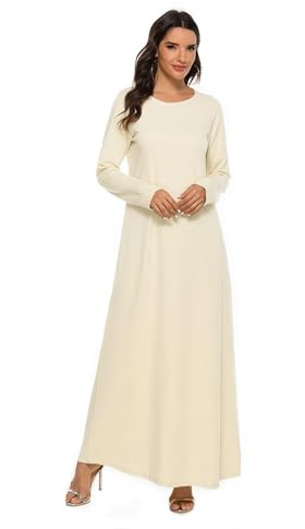 Camicia da notte da donna, a maniche lunghe, in cotone, tinta unita, da notte, da donna, morbida, comoda, per il tempo libero, scollo rotondo, pigiameria, morbido pigiama