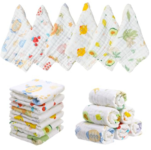 Kaisibum 6 Stück Mulltücher Baby Spucktücher,100% Baumwolle Spucktücher Baby für Jungen und Mädchen,weich,langlebig,luftdurchlässig und extrem saugstark,50x25cm