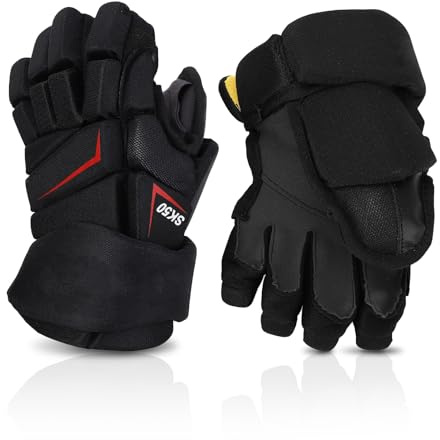 equlup Ice Roller Hockey Gloves, 1 Pair Street Hockey Finger Protective Gloves Breathable Outdoor Roller Player Practice Equipment for Youth Junior Senior (12 Inch)