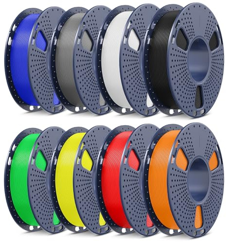 SUNLU 250g Rapide Filament PLA+2.0 Set de 8 Couleurs, PLA Plus 2.0 Filament | 600 mm/s haute vitesse filament imprimante 3D, haute ténacité, Noir+Blanc+Gris+Bleu+Rouge+Jaune+Vert+Orange