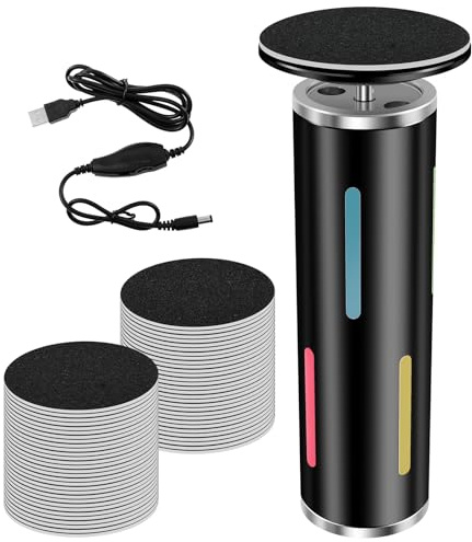 Removedor de callos eléctrico, callos para eliminar pies eléctricos con papel de lija de repuesto 60, lima electrónica de pie con velocidad ajustable, pedicura para el cuidado de los pies para piel
