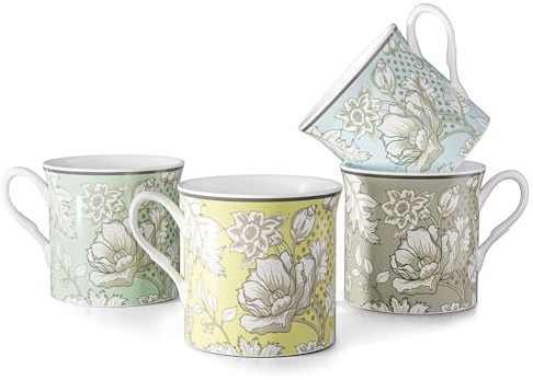 Taxenxar Ceramic Coffee Mugs Set of 4, 12 Oz Floral Pattern, Microwave and Dishwasher Safe, Comfortable Handles, Gifts for Women and Men, for Coffee, Tea, Latte, Cappuccino