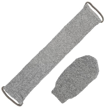 LifgWas 2PCS Guanto Scrub Corpo e Esfoliante per la Schiena in Fibra di Bambù Naturale 100%, Grigio, per Pulizia Profonda e Esfoliazione sotto la Doccia