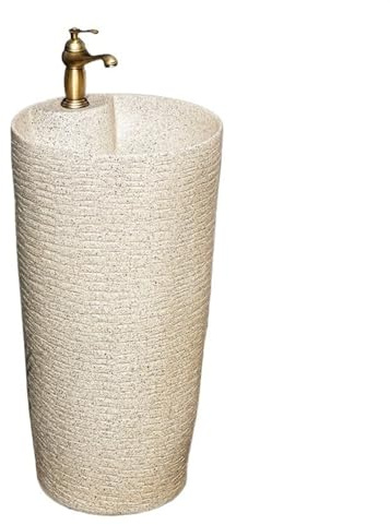 Independiente Lavabos con pedestal de cerámica, lavabos una sola pieza for el suelo, for baños balcón exterior, grifos cobre, desagües automáticos, kits instalación moderno