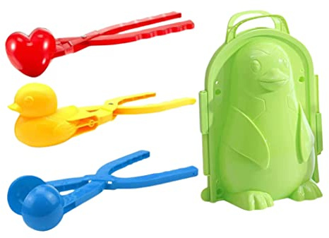 4PCS Snowball Maker Tool Kit, Duck Love Heart Penguin Snow Mold Outdoor Winter Games Toy for Kids and Family Fun