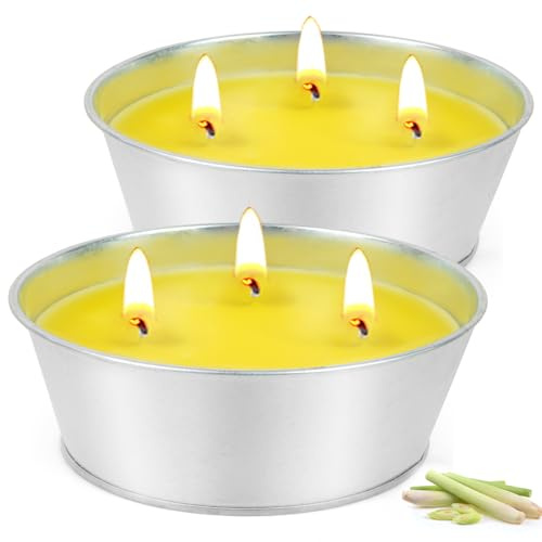 Candele Citronella Esterno Grande, 2 * 15oz Velas Citronela Giardino Durata 150-190 Ore, 100% Naturale Cera di Soia con Vela Citronela Olio per Campeggio, Picnic, Barbecue e Interno Riunioni