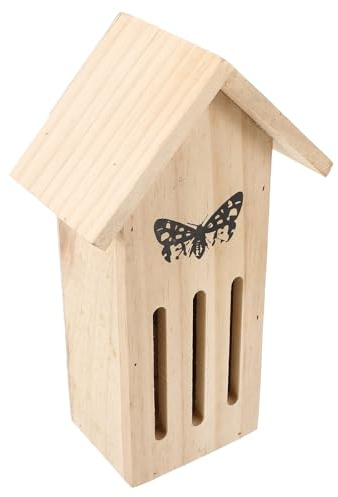 Toyvian Comedero para Jardín Casa de Mariposas de Madera Natural Colgante para Exteriores Hábitat Seguro para Mariposas Decoración Jardín al Aire Libre Madera Ecológica