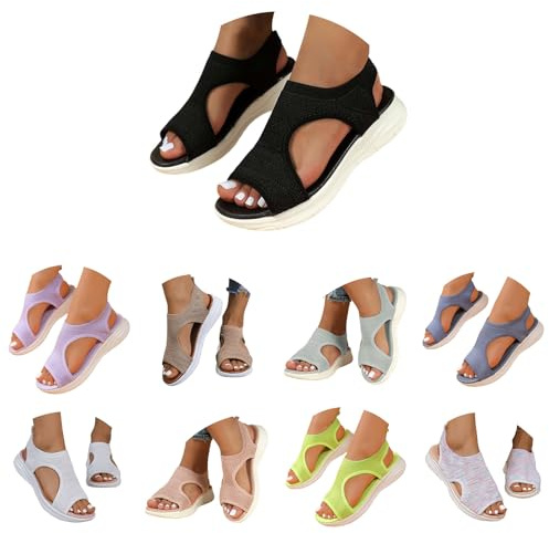 Ortopediska damsandaler, breda fötter – Slingback sommarskor, lätta vattensandaler, fiskmunssandaler, dam, ventilerande strandsandaler, mjuk fotbädd, sportsandaler, platå, tvättbara