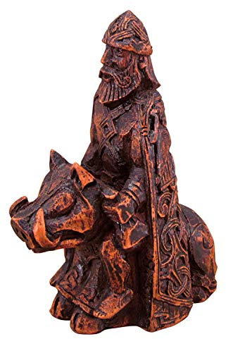 Dryad Design Freyr, statuetta norrena del dio della fertilità e della prosperità, decorazione per altare pagano vichingo (finitura in legno)