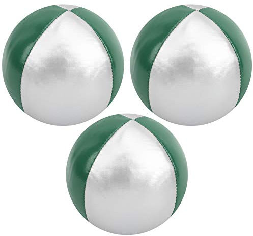 Dilwe Balle de jonglage, Jouet de Balle de jonglage PU + polyuréthane Sports de Loisirs intérieurs pour débutants, Enfants, Adultes(Vert/Argent)