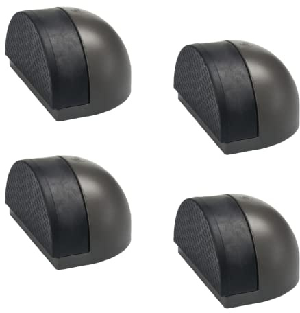 CG PLUS Floor Door Stopper with Rubber pad 4pack, Semicircle Shaped Door Stopper, Protecting Wall (2inch x 4pack, Dark Grey)