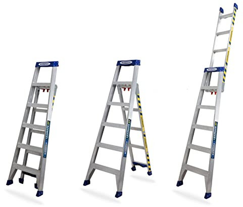 Werner Leansafe 3 in 1 Kombikeiter Mehrzweckleiter 3 Wege Leiter Stufenleiter Ausziehleiter Anlegeleiter Aluminium One Size, Silber