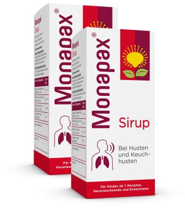 Monapax Sirup gegen Reizhusten | Pflanzlicher Erkältungssirup für Erwachsene und Kinder ab 7 Monaten | 2x250ml