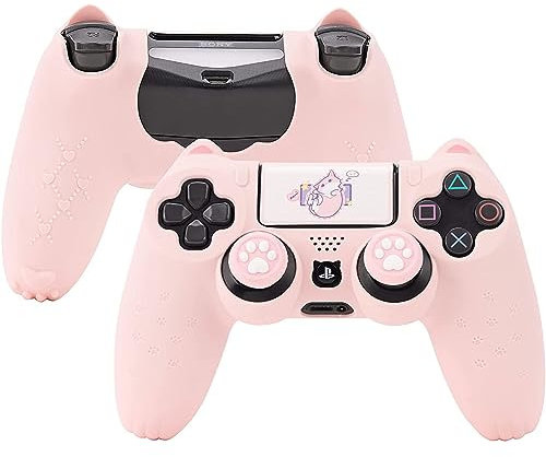 GeekShare Cat Paw PS4 Controller Skin, Anti-Rutsch Silikon Controller Cover Skin Protector Kompatibel mit PS4 Slim/Pro Controller - Pink