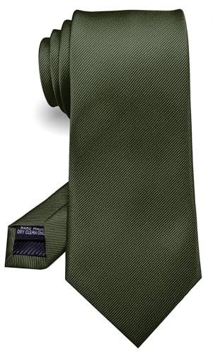 RBOCOTT Silk Olive Green Tie Business Wedding Formal Necktie for Men (Olive Green2)