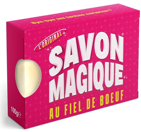 SAVON MAGIQUE au Fiel de Boeuf - Le Détachant Textile Surpuissant Naturel - Le Vrai, l'Original ! - 100 g. Bye-bye les taches coriaces ! Le Savon detachant textile express contre vos taches tenaces