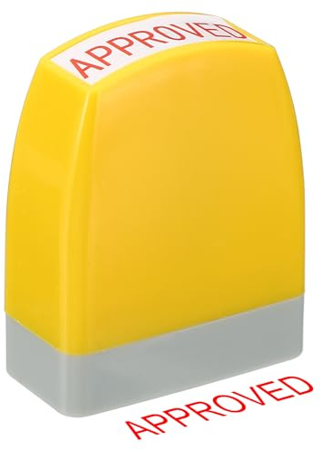 PATIKIL Sello de Aprobación Autoentintable, Tinta Roja, Sellos de Oficina con Mensaje Preentintado Recargable Estilo 1, Amarillo