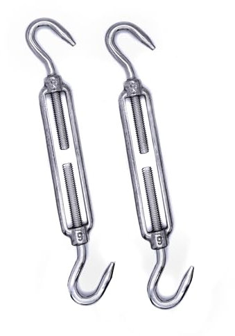 2Pcs 316 Stainless steel turnbuckle rigging screw hook to hook M5 M6 M8 tension adjuster A4 marine grade (M8)