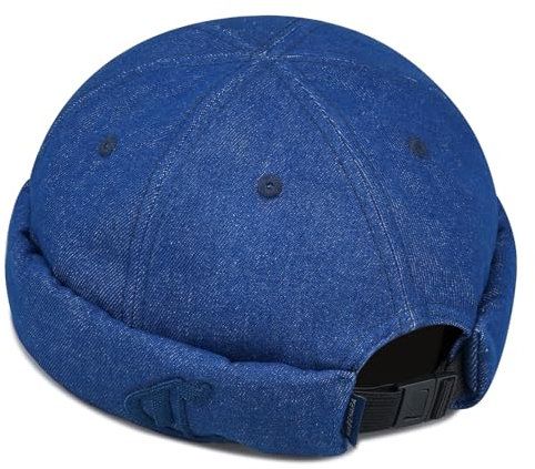 Clakllie Leichte Brimless Dockermütze Sommer Beanie Hafenmütze Verstellbar Fisherman Leon Cap Seemannsmütze für Herren Damen,HBMH1-Royal Blue