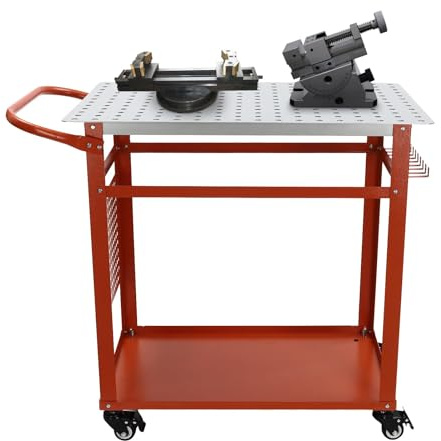 Saldatura Tavolo Tavolo di Saldatura Capacità Di Carico In Acciaio Banco Da Lavoro Tavolo Su Ruote Portatile Con Double Layer Storage Board Leggero Mobilità Di 600Lbs Adatto Per Il Taglio Di Saldatura