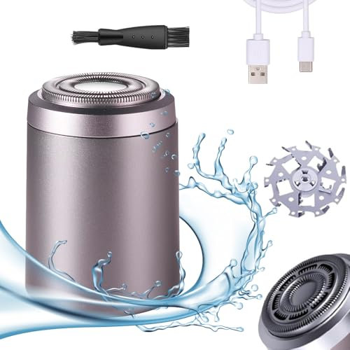 Rasierer Herren Elektrisch, 2025 Neu Mini Elektrischer Rasierer Herren, IPX7 Wasserdichter Elektrorasierer Herren 2 in 1 Kabellos Rotationsrasierer für Gesicht Nass und Trockenrasierer (02#-violett)