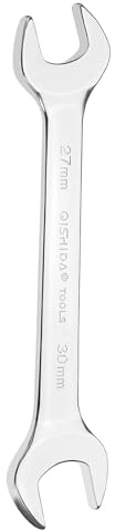 sourcing map Double Open End Wrench 27mm x 30mm Metric 15 Degree Offset Angle Small Flat Head Wrench Mirror Polished Open Ended Spanner for Automotive Repair Furniture Assembly