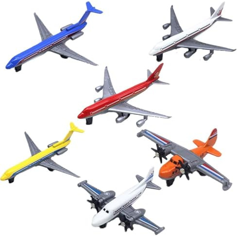 GVMJHYK Jouet Avion, 6 Pièce Jouet de Avion Set Modèle Réduit d'avion Petites Avions Jeux Volant Extérieur Jardin Interactif Enfant Garçon Fille (B)