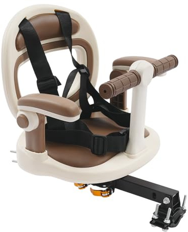 Seggiolino anteriore per bicicletta per bambini, con sedile girevole a 360° e barra di protezione, seggiolino per bicicletta con braccioli e poggiapiedi regolabili, portata massima 40 kg, per bambini